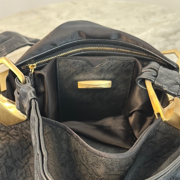 Donna Karan Black and Gold Hobo Bag with Textured Design - Picture 5 of 5